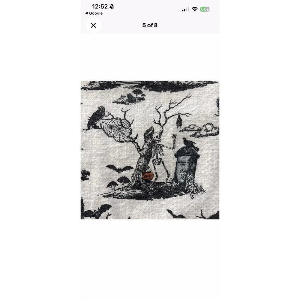 Cynthia Rowley Spooky Graveyard Toile Tablecloth Oblong 100% Cotton Halloween